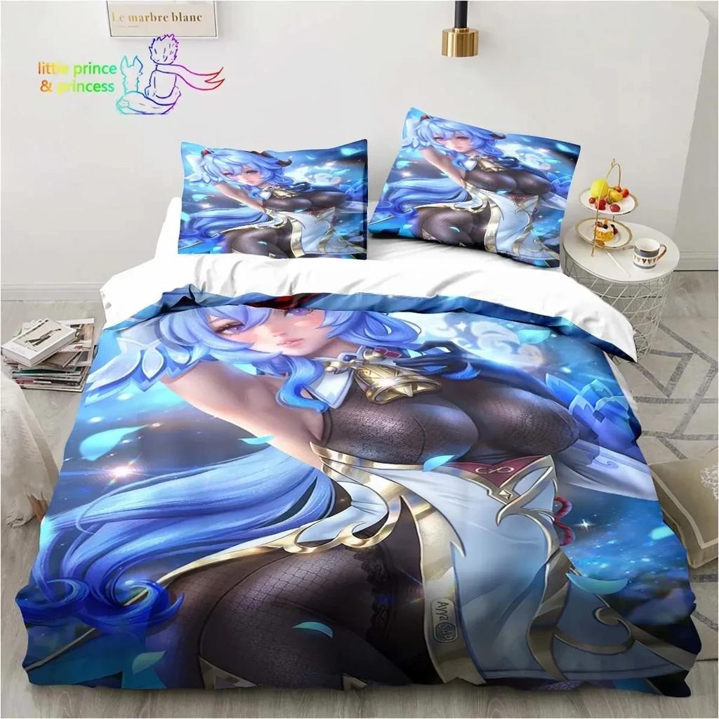 Genshin Impact Anime Bedding Set 3D Printed Suitable For Bedroom Duvet Cover Set With Pillowcases Kids Home Textile