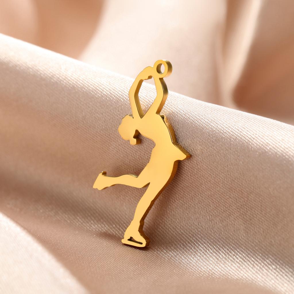 Teamer 5pcs/lot DIY Gymnast Sporter Charms Stainless Steel Gymnastics Dancer for Necklcae Bracelets Keychain Jewelry Making Gift