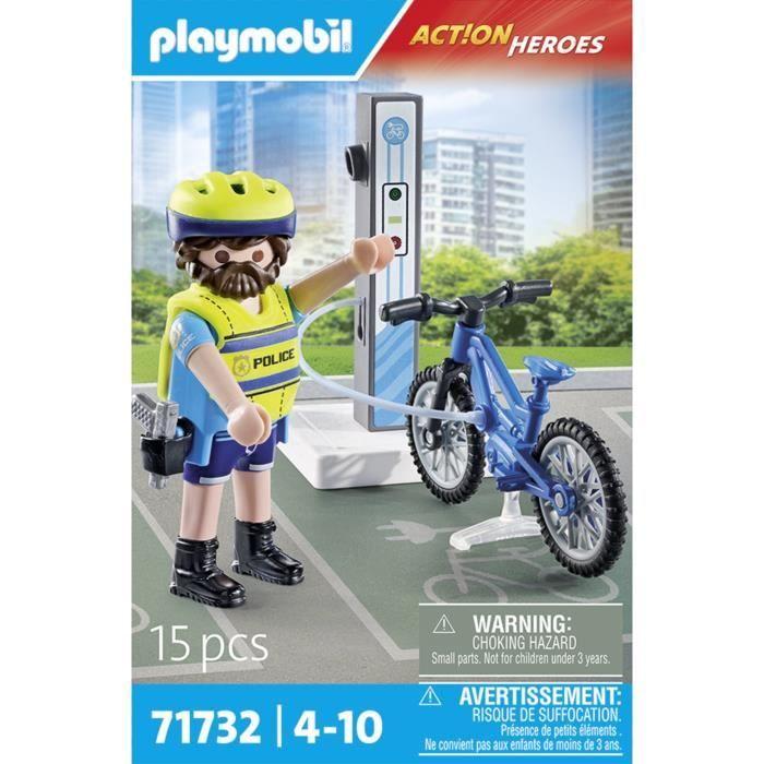 PLAYMOBIL 71732 Policjant rowerowy ze stacją ładującą, Action Heroes, Policjanci, 15 elementów, Od 4 lat