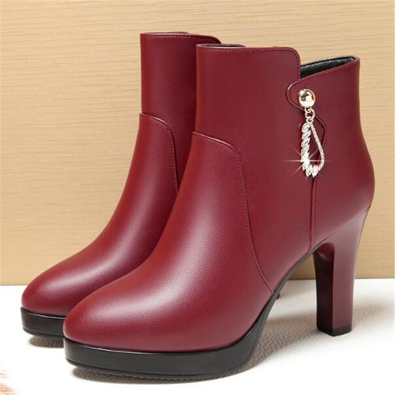 Fashion Women Boots Autumn Ankle Boots For Women Thin Heel Zipper Winter Platform Plush Female Boots Women High Heels Shoes