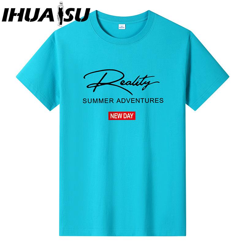 IHUASU Cotton Short Sleeve T-shirt Men's Fashion Loose Half Sleeve Shirt Printed Compassionate Shirt