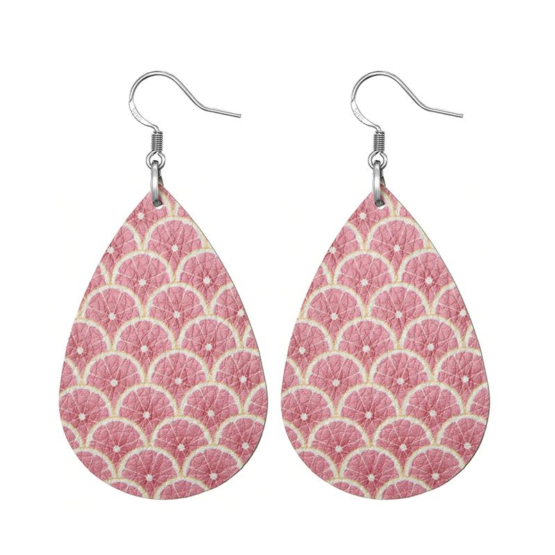 Summer Fashion Lightweight Faux Leather Earrings for Women Fruit Leaf Beach Teardrop Drop Dangle Earrings Jewelry Gift Wholesale