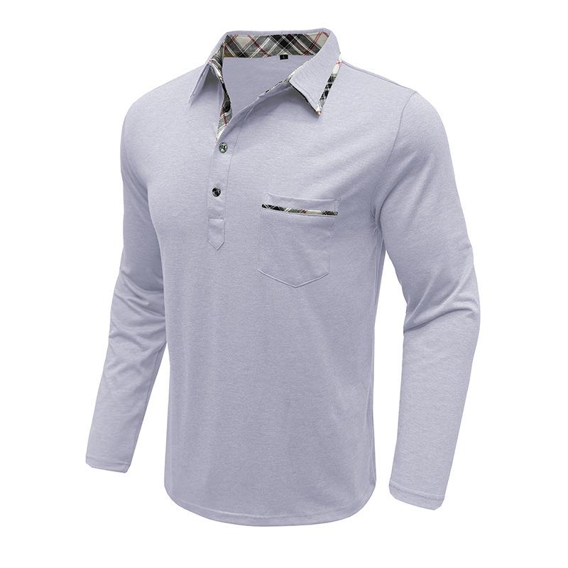 Men's Long-sleeved Lapel T-shirt Fashion Men's POLO Shirt Autumn and Winter Bottoming Shirt Tops