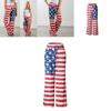 Womens High Waist Casual American Flag Print Drawstring Loose Wide Leg Pants For Summer