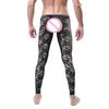 Sissy Lingerie See Through Floral Lace Open Crotch Long Pants Men Low Rise Bottoms Lounge Tight Stretchy Trousers Sleepwear