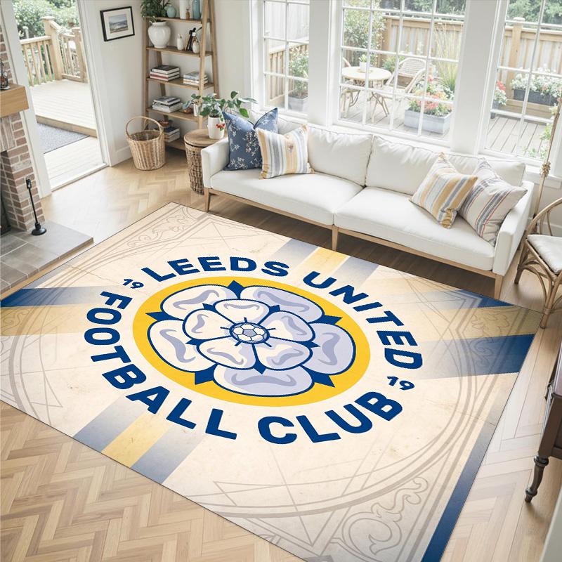 Leeds United Design Kristall Samt Teppich Gemütlich Nicht?Rutschfester Teppich mit Aufdruck für Schlafzimmer Wohnzimmer Eingang