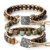 Boho-Handgefertigtes Blaues Strassstein-Böser Blick-Armband mit Rotes Nylonband