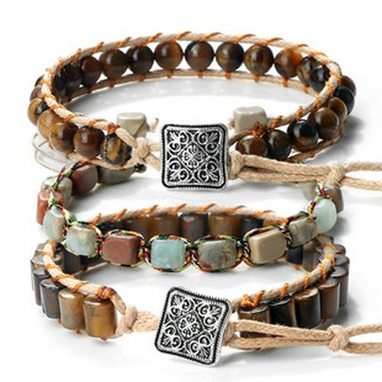 Boho-Handgefertigtes Blaues Strassstein-Böser Blick-Armband mit Rotes Nylonband
