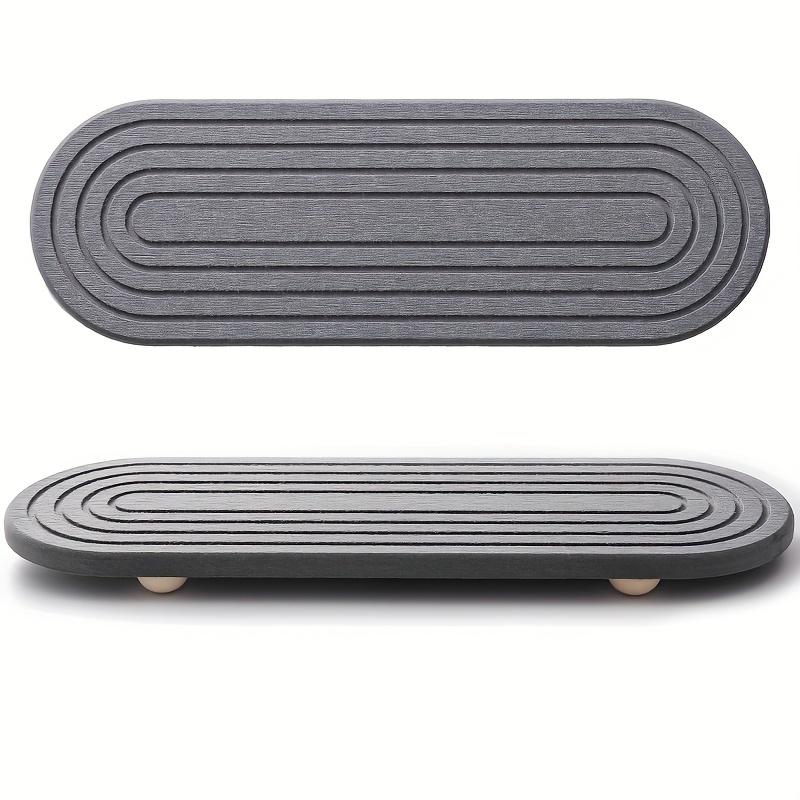 1pc Oval Carved Diatom Mud Absorbent Stone Table Mat, Beautiful And Simple,Suitable for Bathroom Countertops,Kitchen Countertops