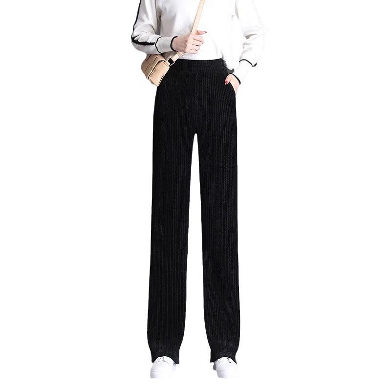 Women's Chenille Wide-Leg Corduroy Pants, Fleece-Lined Lambswool, Autumn/Winter 2023 Collection