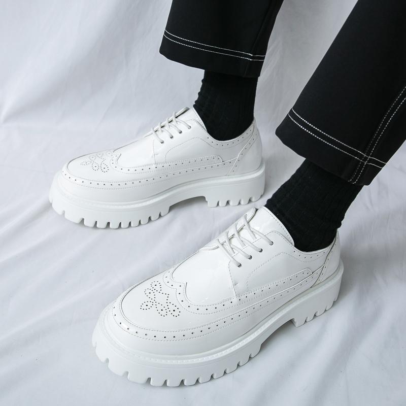 Fashion Korean Style Men's Design Thick Soled Men Casual Oxford Golden Fashionable Round Toe Gathering Comic Exhibition Large Size Shoes