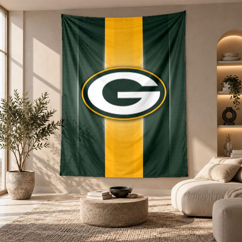 Decorative Tapestry,Green Bay Packers Printed Wall Art, Lightweight Wall Hanging For Bedroom Background