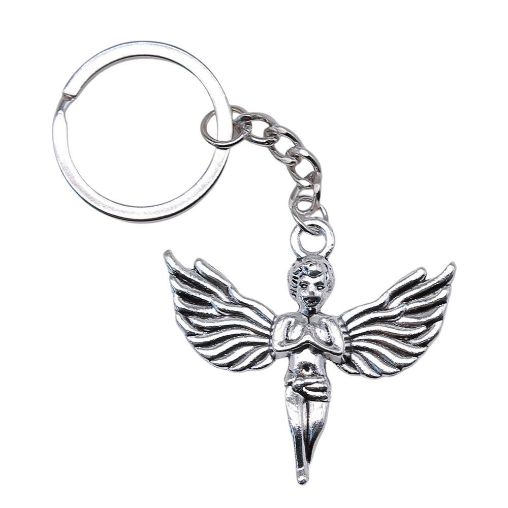 Angel Keychain Wings Charm For Students Protection Key Ring 28mm