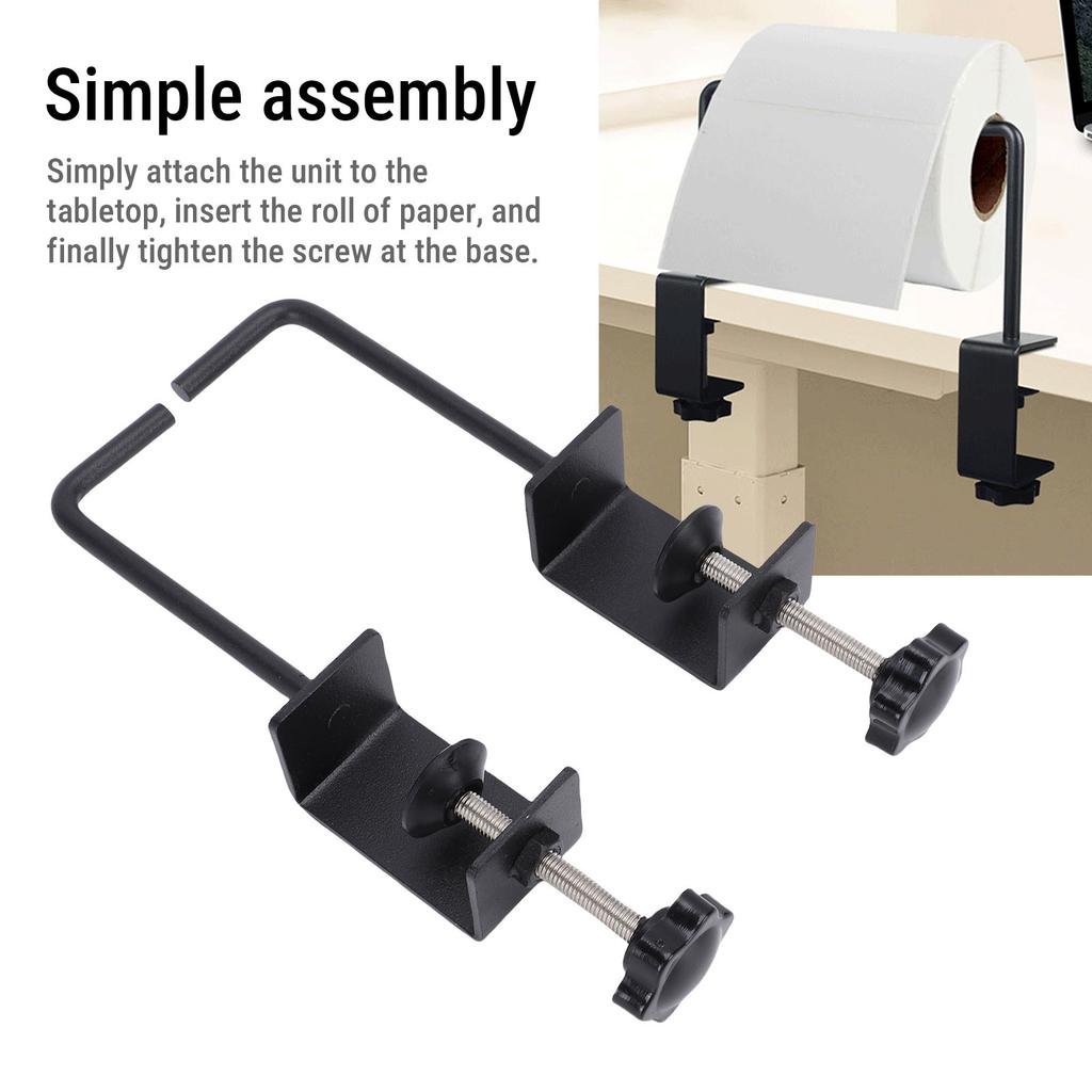 Paper Roll Holder Adjustable Anti Slip Carbon Steel Paper Roll Dispenser for 1.8 Inch Thickness Tabletop