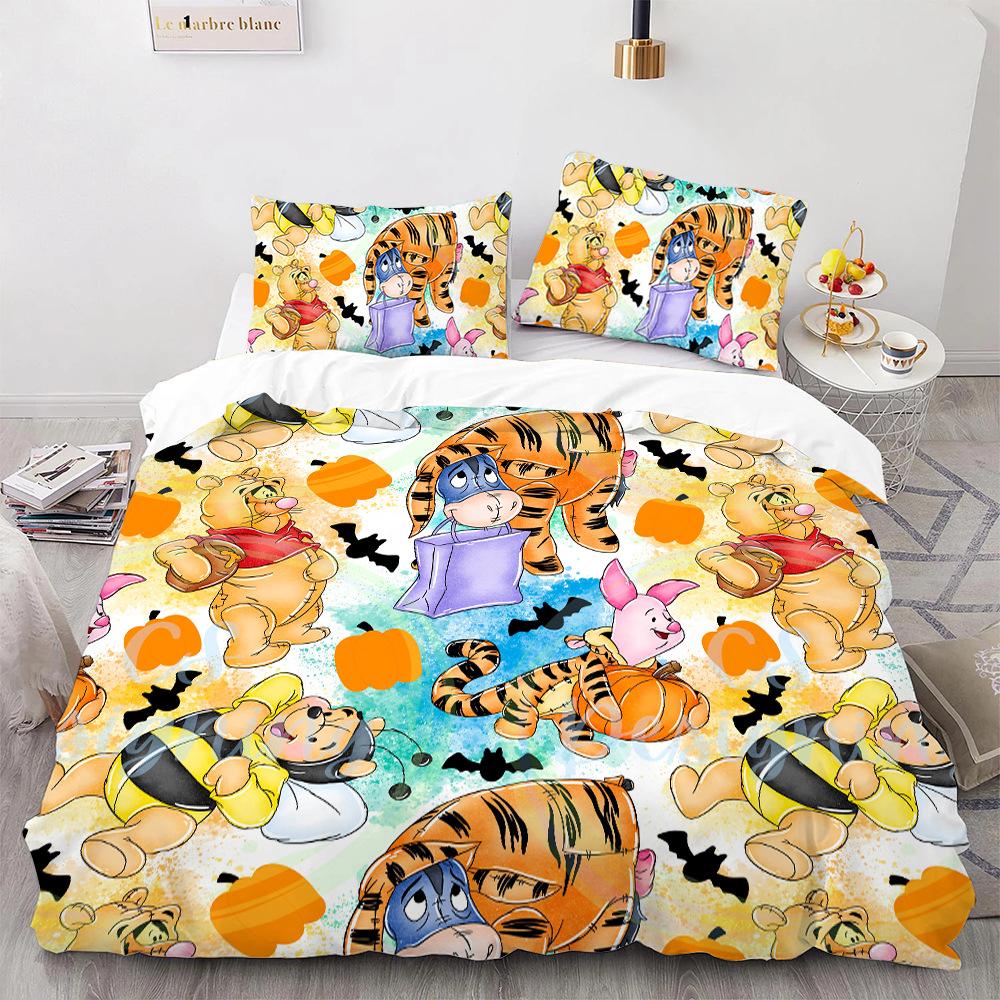 Winnie the Pooh Bedding Sets Cute Bear Comforter Cover Bed Cover Duvet Cover Pillow Case 2-3 Pieces Sets Bedroom Decoration