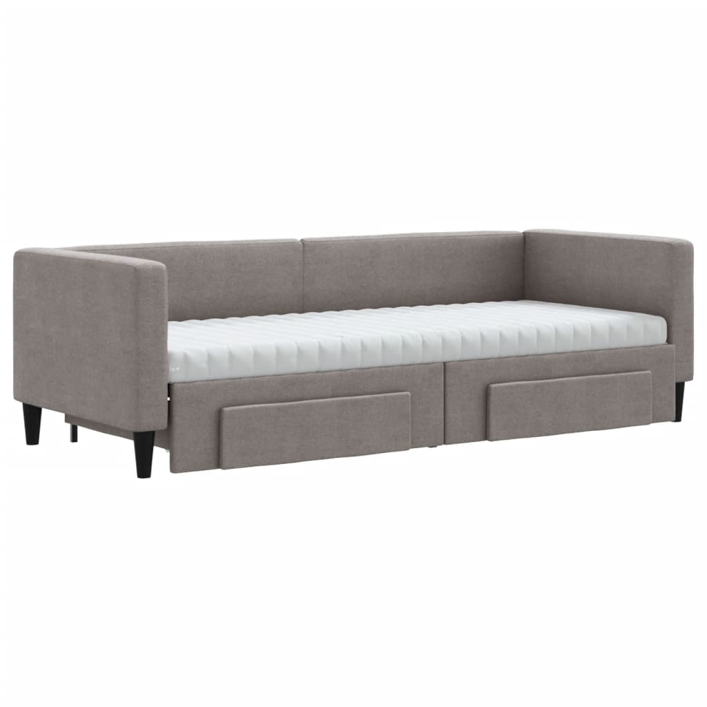 Extendable Daybed with Drawers Taupe 80x200 Cm Fabric