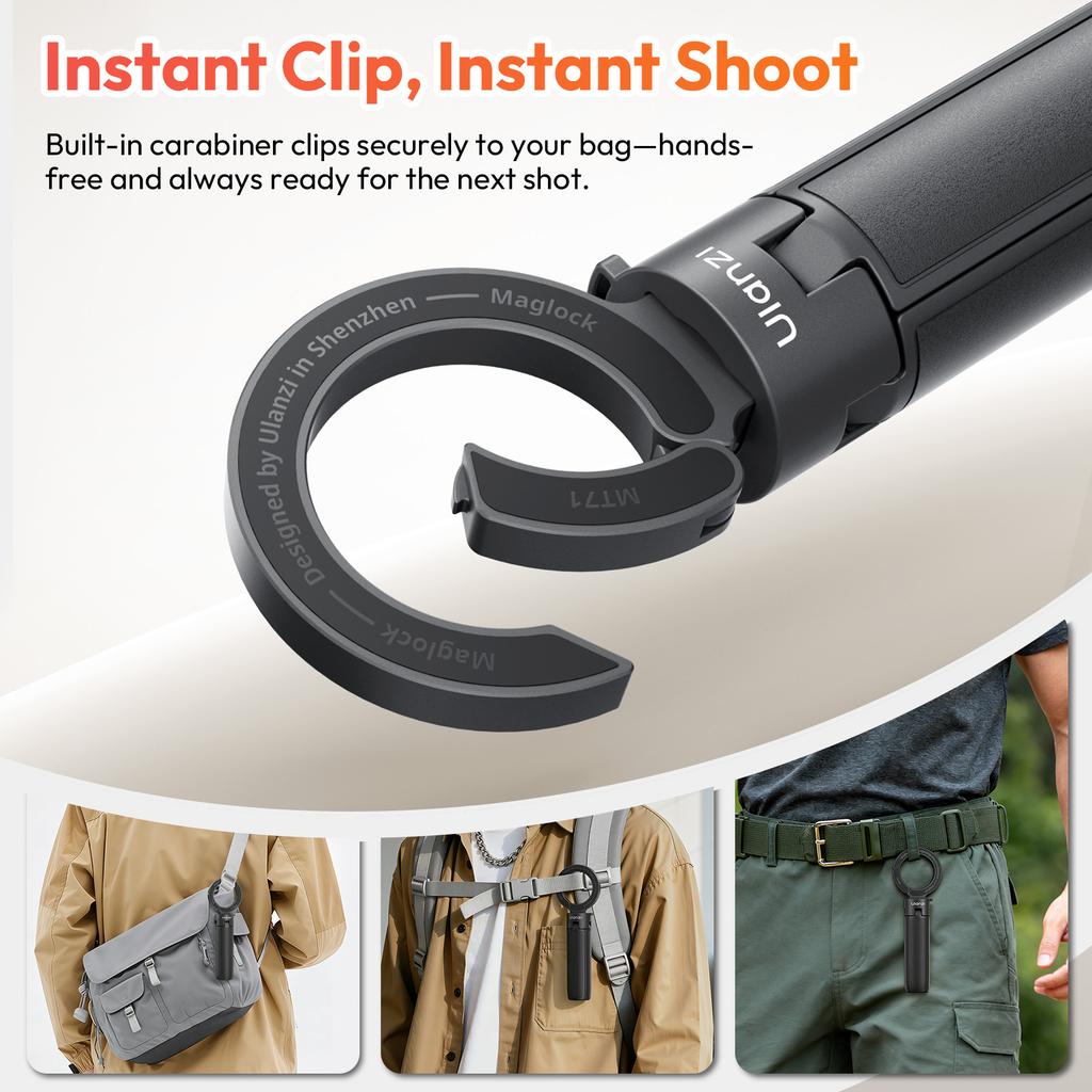 Ulanzi MT71 MagLock Mini Selfie Stick 4-Section Extendable Pole Cell Phone Accessories Tripod for Vlog Tiktok Live Streaming