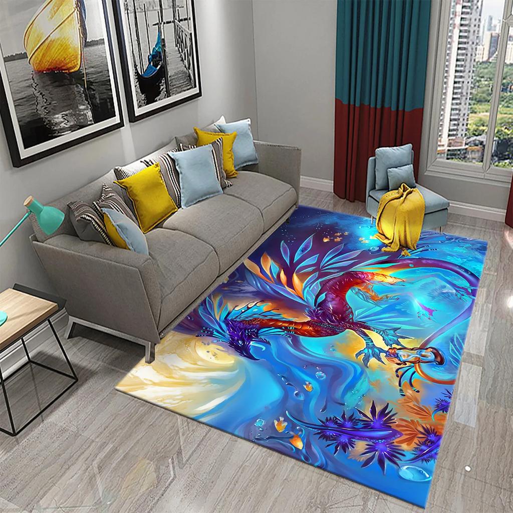Modern Dragon Pattern Carpet for Living Room Bedroom Bathroom Entrance Non-slip Carpet for Children Play Home Decor Floor Carpet