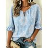 Women's Light Blue Paisley Print Tie Front Blouse, Casual Loose Top for Spring Summer Daily Wear