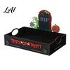 Castle Pattern Dish Halloween Witch Decorative Wood Serving Tray with Handle Ghost Pumpkin Seasonal Display Stand Trick or Treat Dessert for
