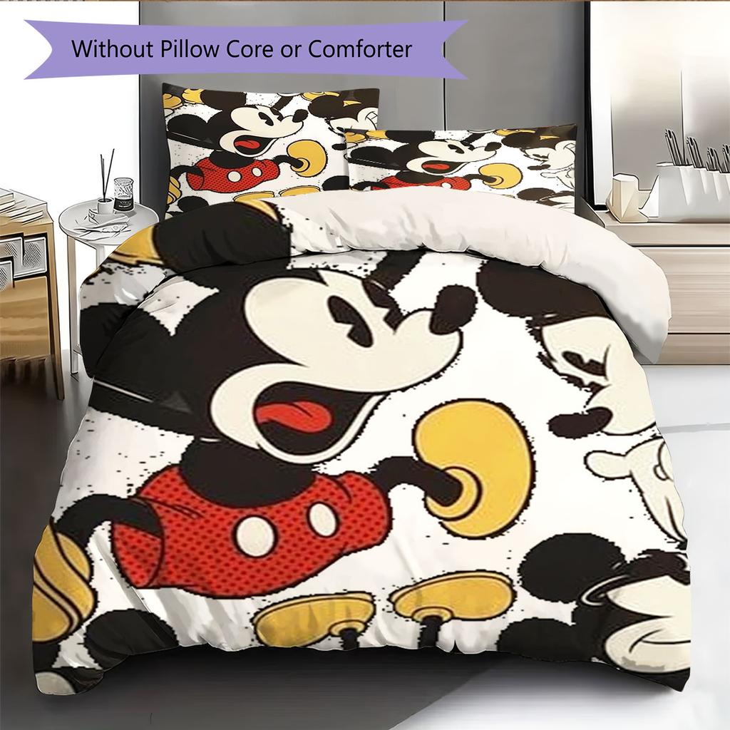 Retro Pop Art Style Mickey Mouse Print Comfortable Bedding Set, The Perfect Choice To Decorate A Child's Bedroom.