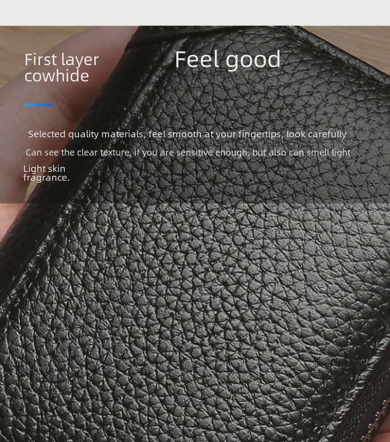 Schlankes, diebstahlsicheres Kartenetui aus echtem Leder für Herren und Damen mit großer Kapazität und Anti-Entmagnetisierungsfunktionen