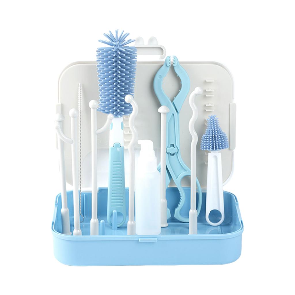 Babyflaschen-Reinigungsset Flaschenreinigungswerkzeug für Zuhause Reise Babyflaschenbürsten-Set mit Bürste Leerer Flaschentrockenständer