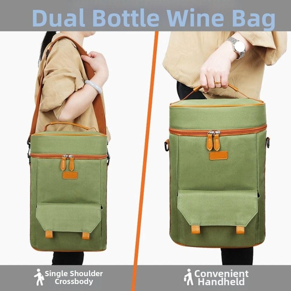 Wear-resistant Wine Tote Bag Portable Camping Organizer Wine Bottle Storage Pouch Travel Use