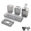 Badezimmer-Accessoires-Set Bad-Ensemble-Set mit Zahnbürstenhalter Becher Lotion-Flaschen Seifenschale Tablett