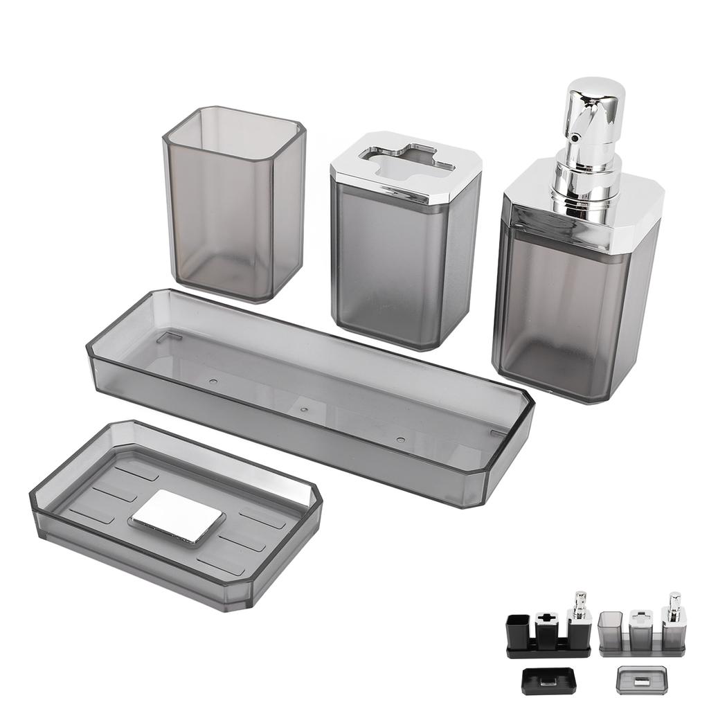 Badezimmer-Accessoires-Set Bad-Ensemble-Set mit Zahnbürstenhalter Becher Lotion-Flaschen Seifenschale Tablett