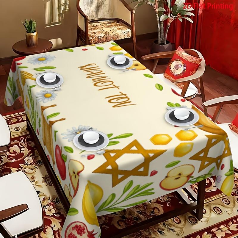 SHAVUOT TOV Rechthoekig Tafelkleed voor Tafeldecoratie Gelukkig Shavuot Joods Hebreeuws Keuken Eettafelkleed Shavuot Decoraties 100x160cm