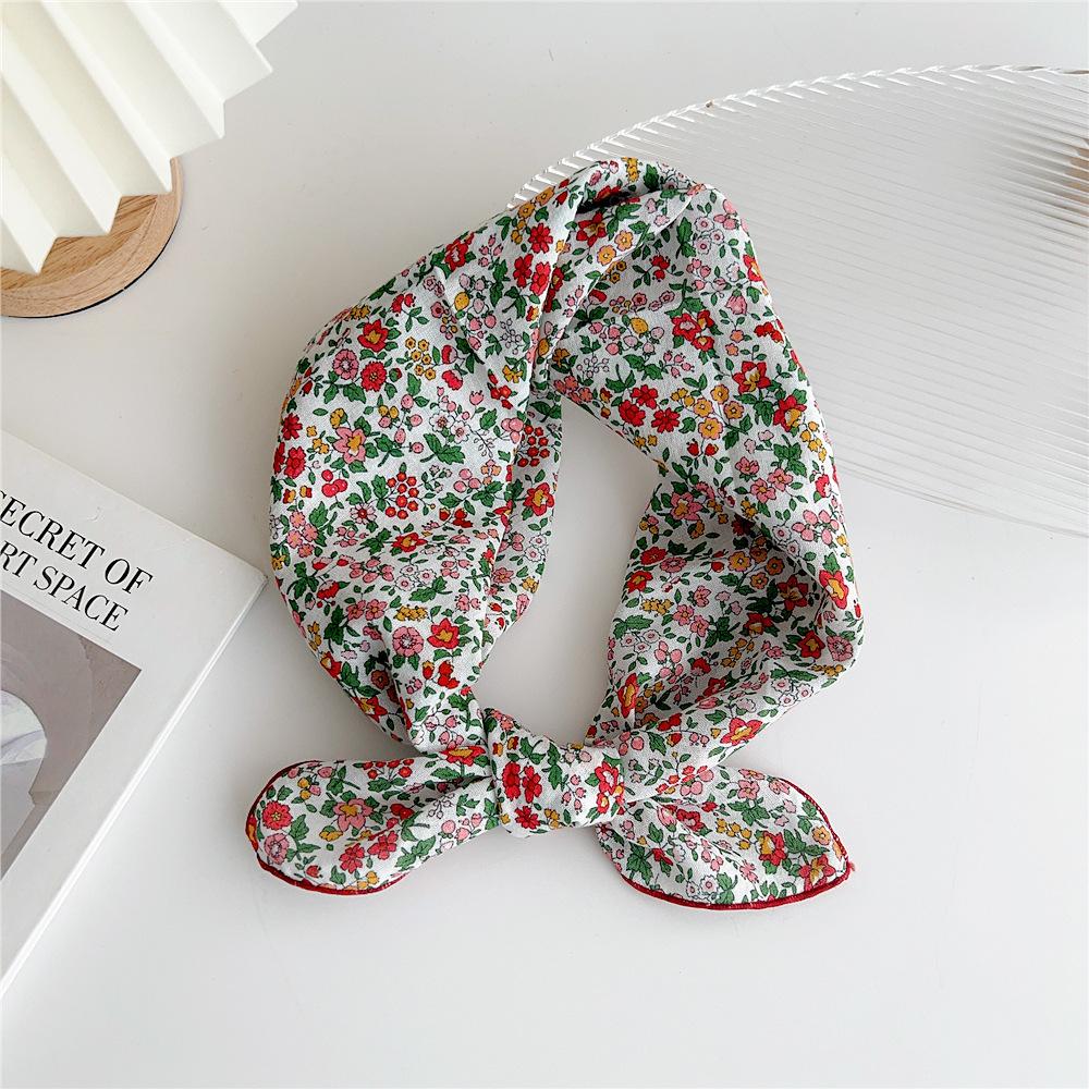 Cotton And Linen Small Square Scarf Silk Scarf Women'S Spring And Autumn New Style Artistic And Versatile Fashionable Temperament Headband Scarf