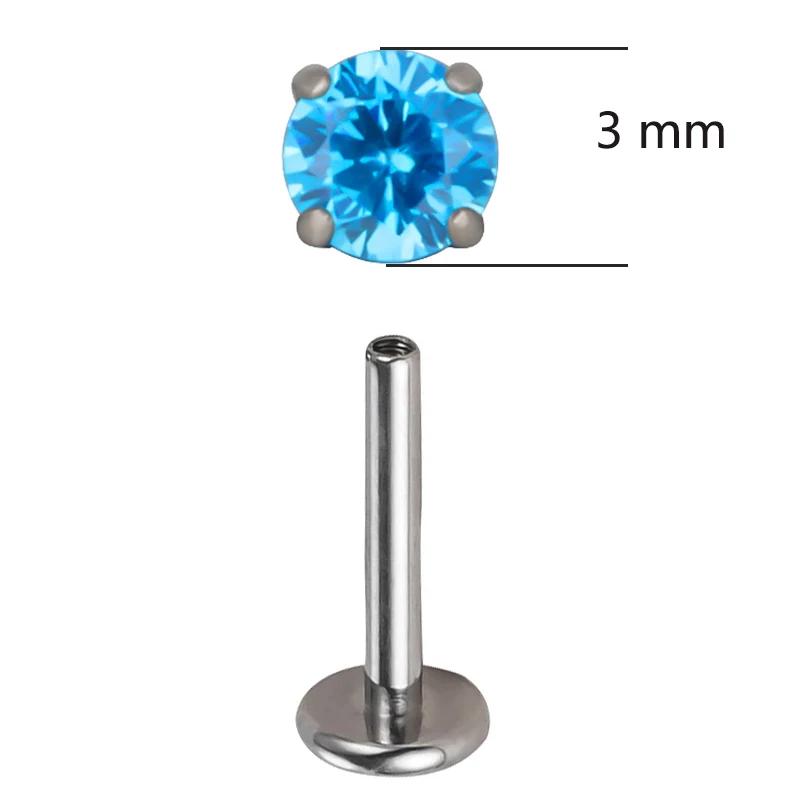 ASTM F136 Titanium PIERC Ear Lip Studs with circular CZ Top Labret Nose Stud Threaded Earrings Multi size Body Piercing Jewelry