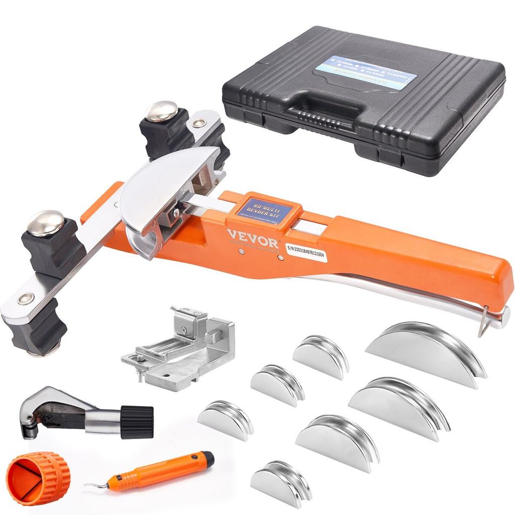 Pipe Tube Bender, 1/4"-7/8" Ratcheting Tubing Benders, 90° Forward/Reverse Pipes Bending Tools with 7 Dies for HVAC Air Conditioning Refrigerator