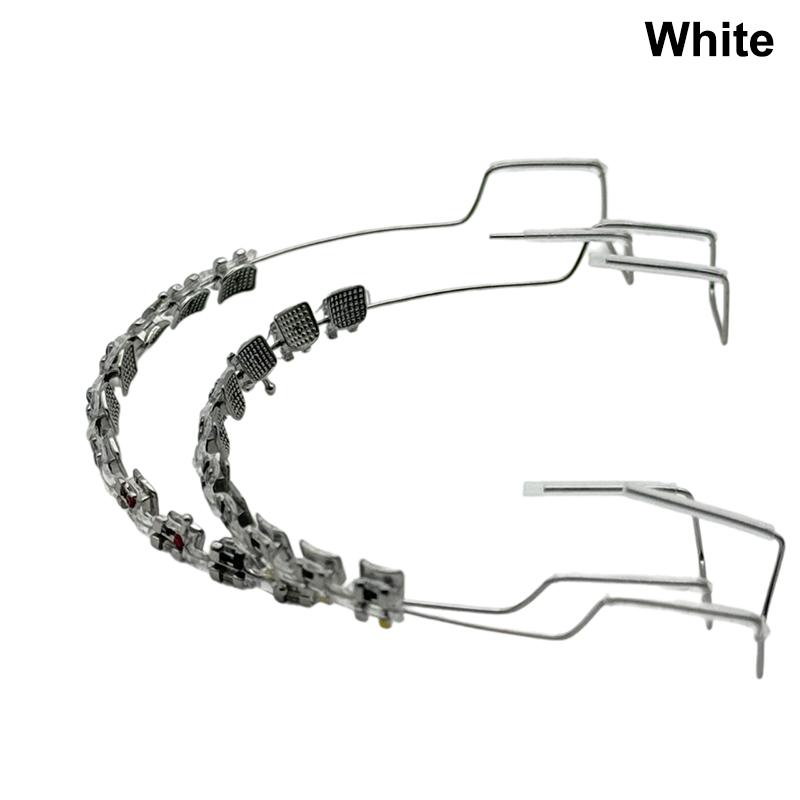 1 Pereche Aparate Dentare Metalice Arc cu Cârlige Bracket Metalic și Ligaturi Ortodontice Colorate Decor Temporar pentru Dinți