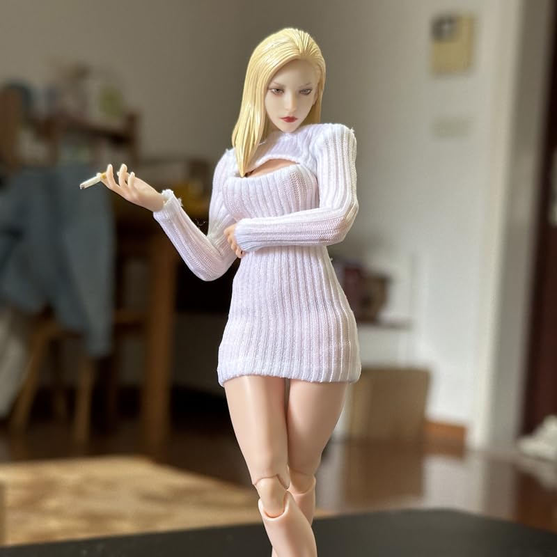 

[TOYBARJAPAN] Аксессуар для фигурки в масштабе 1:12: Красивое белое облегающее платье с вырезами и воротником-стойкой для фигурок TBLeague, Romankey x Cowl и других