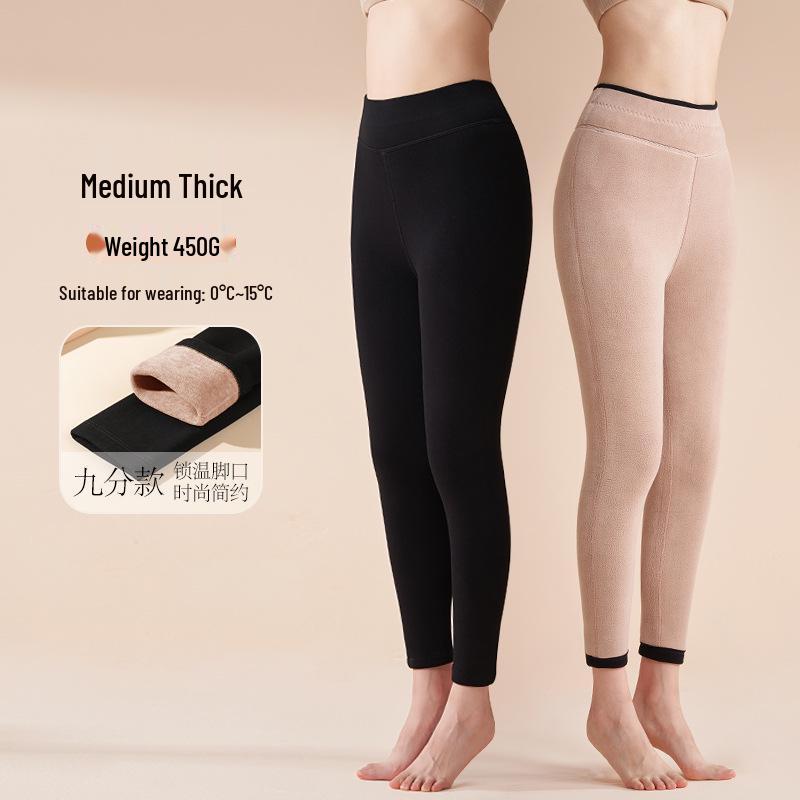 Women's Thick Fleece-Lined Wool-Blend Pants, Ideal for Winter Outdoor Wear, Extra-Warm and Cozy.