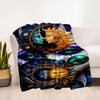 "Colorful Sun & Moon Face Mandala Art Print"Blanket Flannel Throw Blanket for Sofa, Bed, Travel, Camping, Office