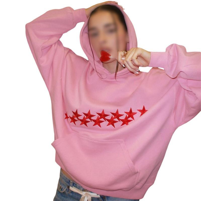 Y2K Star Letter Graphic Hoodie Loose Fit Unisex Streetwear Pullover