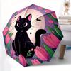 1pc Black Cat Automatic Open/close Folding Umbrella, Compact Portable Travel Umbrella, Perfect Birthday/Christmas, Cute Umbrella, Durable Co