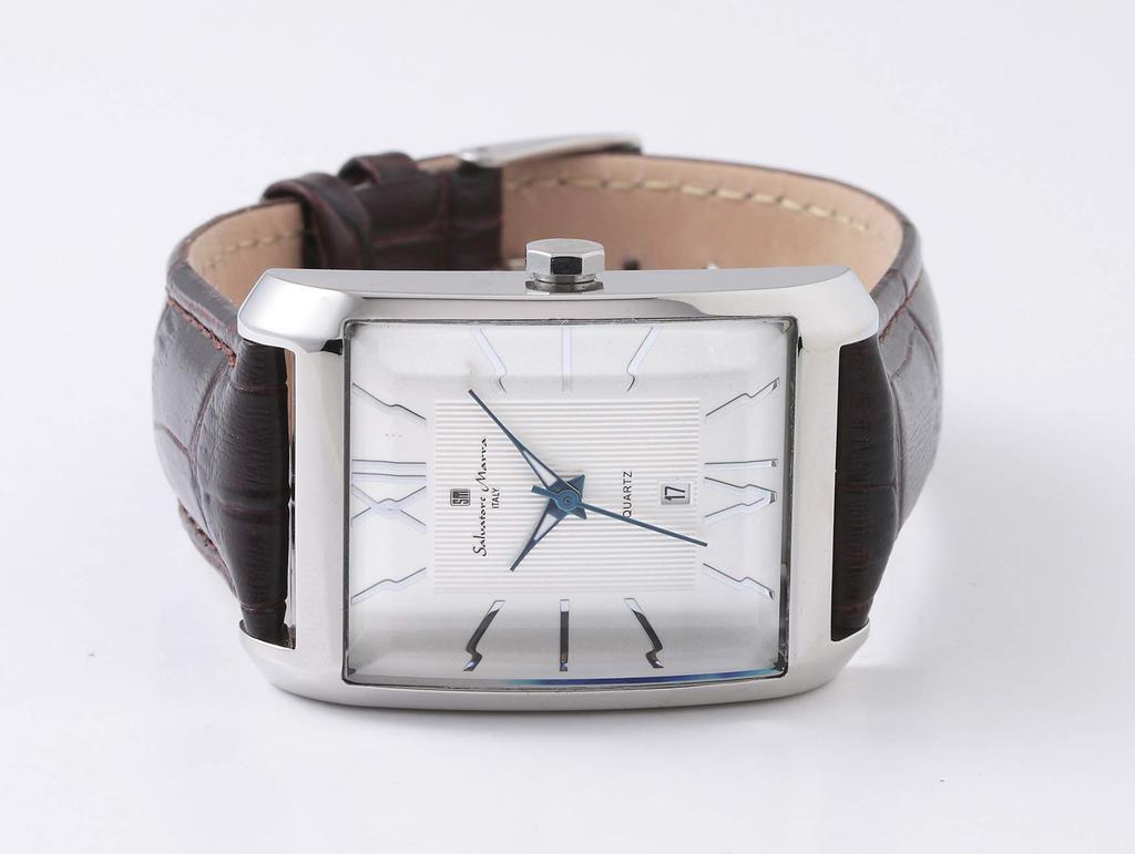 Salvatore Marra Men's and Women's Analog Quartz Watch with White Leather Strap (SSWH) and Cloth Included [Parallel Import]