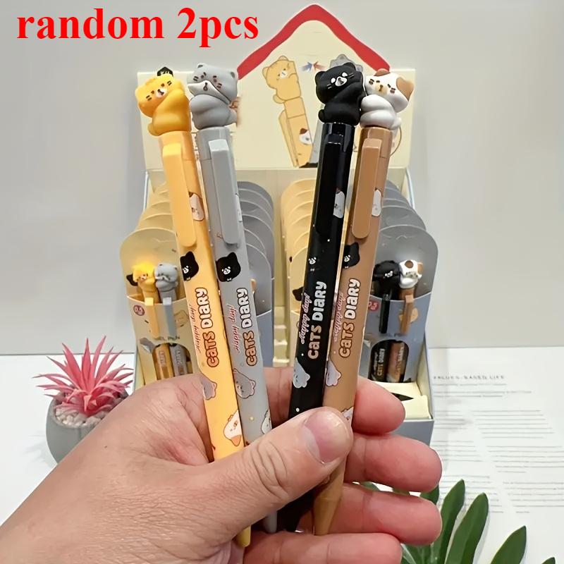 

Набор из 2 гелевых ручек Kawaii Cat, черные чернила, милый кошачий дизайн, идеальный подарок для любителей кошек, для офиса и школы