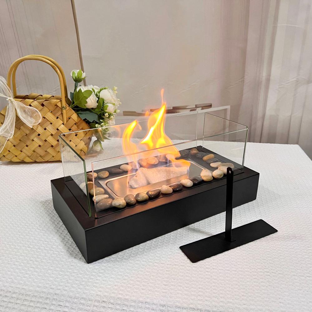Rectangular Real Fire Tabletop Alcohol Fireplace for Indoor/Outdoor Use