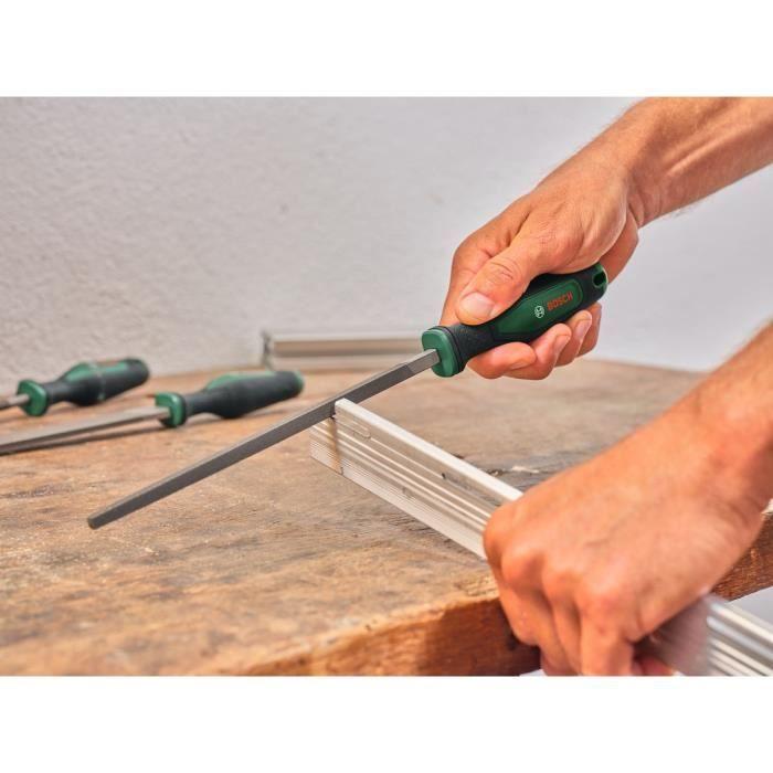 Bosch Set de 5 limes (limes ronde/demi-ronde/plate/triangulaire/carrée ; acier au carbure dur ; course moyenne 2 ; Softgrip)
