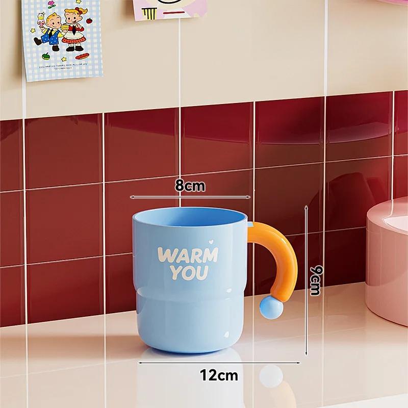 Couple's Toothbrush Cup with Handle 2026 New Design Dental Care Washing Cup Toothbrush Holder Creative round Shape PP Material