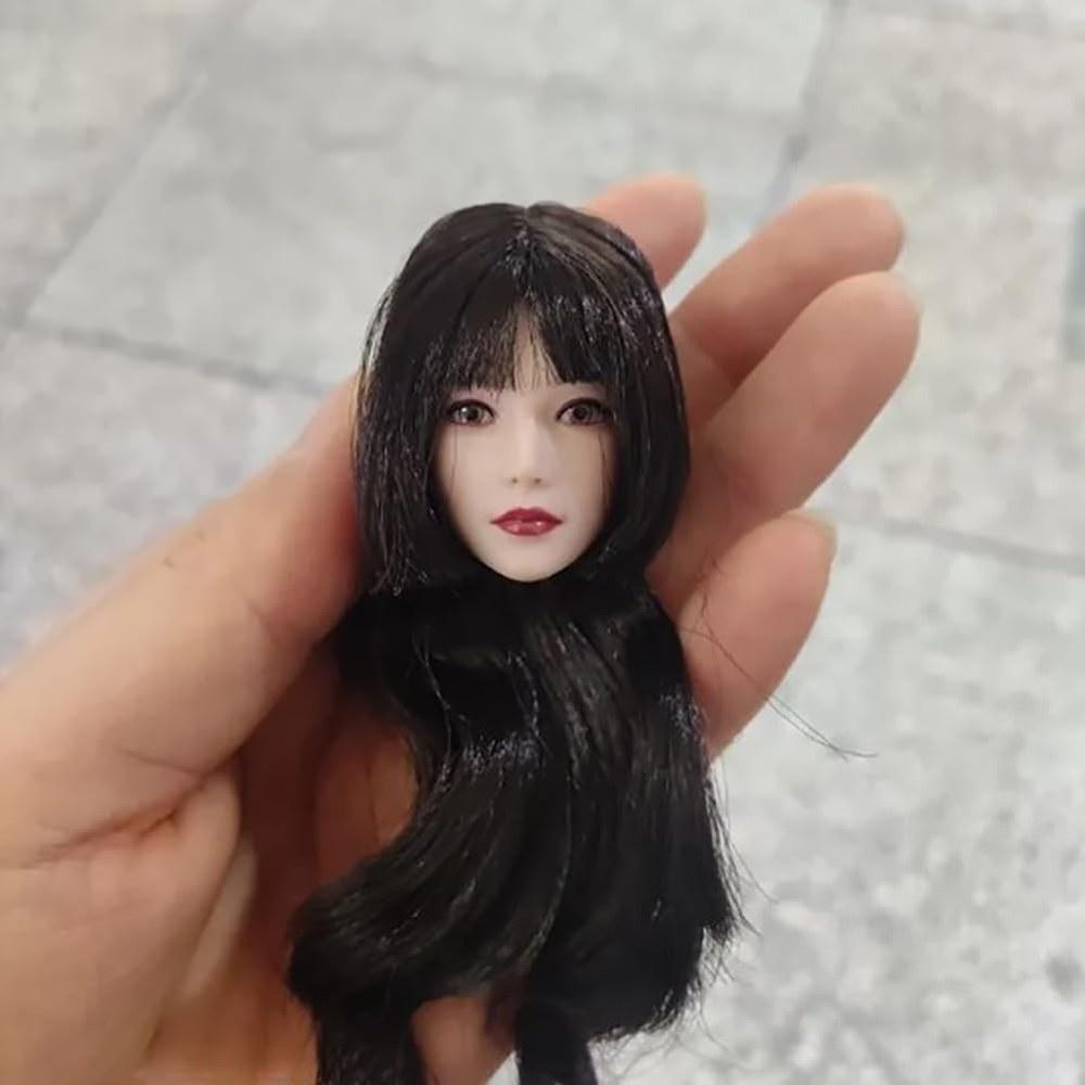 Fremego 1/6 Scale Female Head Sculpt Beauty Girl Hair Implant Carving 12-inch Action Figure Princess Hair Collection