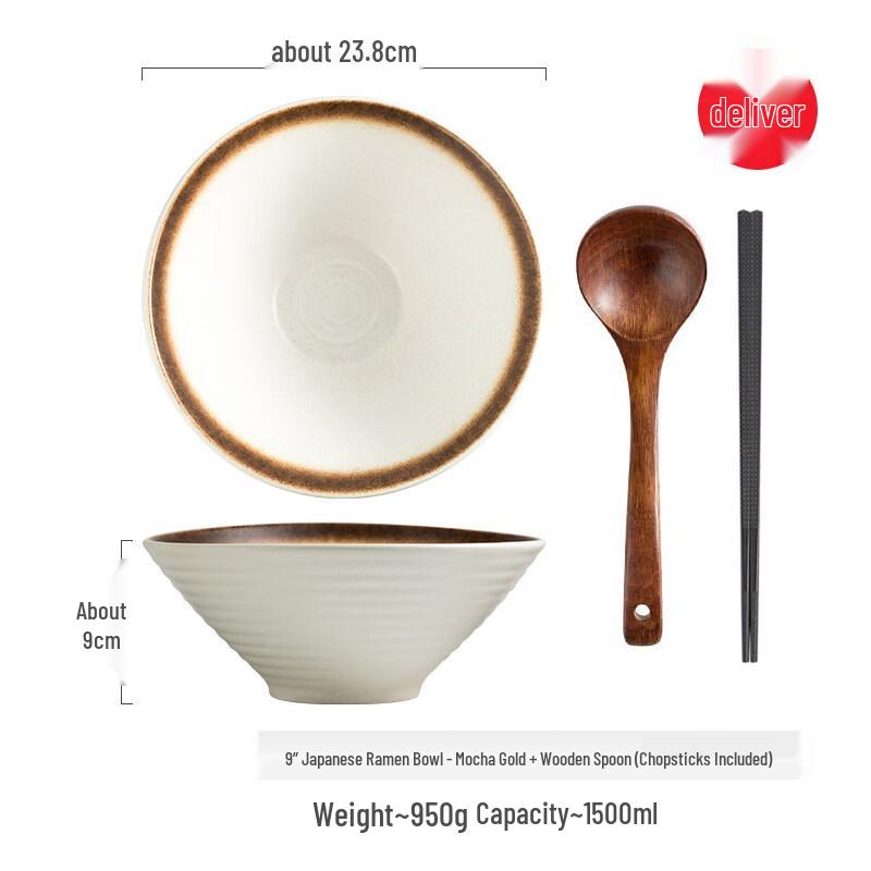 Japanese Ceramic Underglaze Ramen Bowl