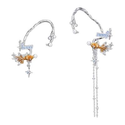 Goldfish Ear Wrap Accessory Not Hole Required Copper Texture Everyday Comfort Wear Versatile Fashion Statement Earrings