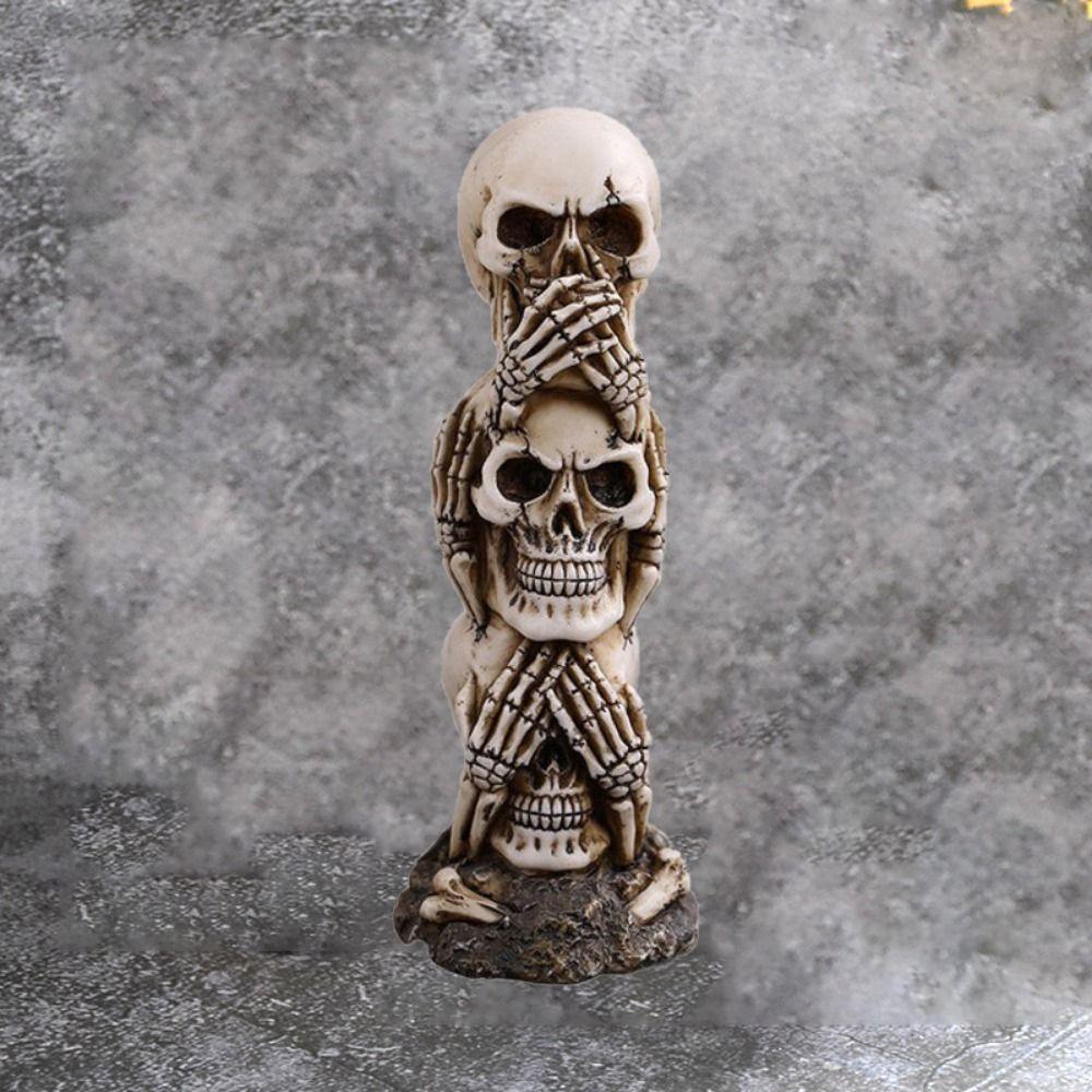 3D Skeleton Character Statues Terrifying Resin Skull Figurine  Ghost Festival
