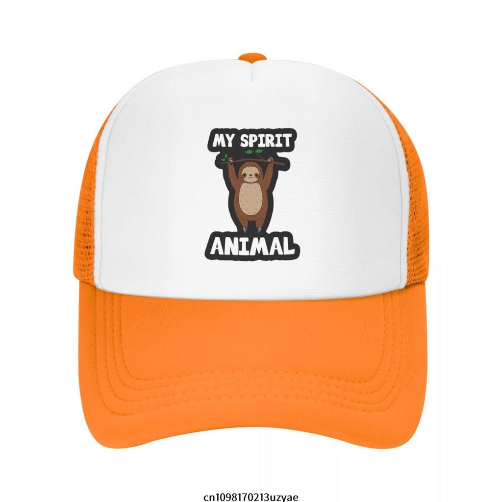 Sloth Spirit Animal Trucker Hat Polyester Mesh Back Adjustable Cap for Outdoor Casual Wear